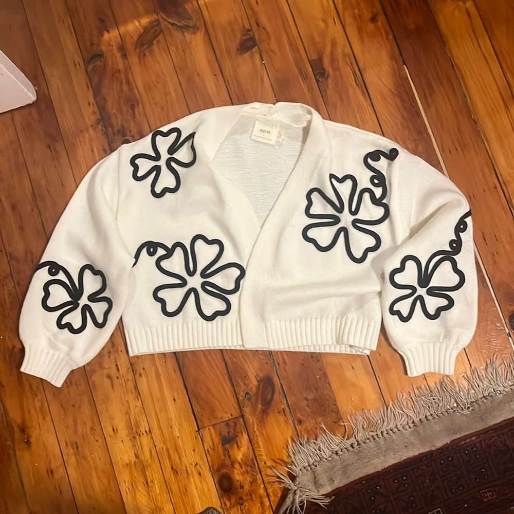 Maeve Cropped Embroidered Cardigan